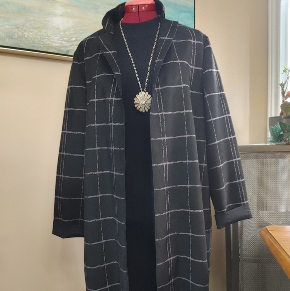 TanJay Long Faux Suede Open Front Blazer - Picture 6 of 7